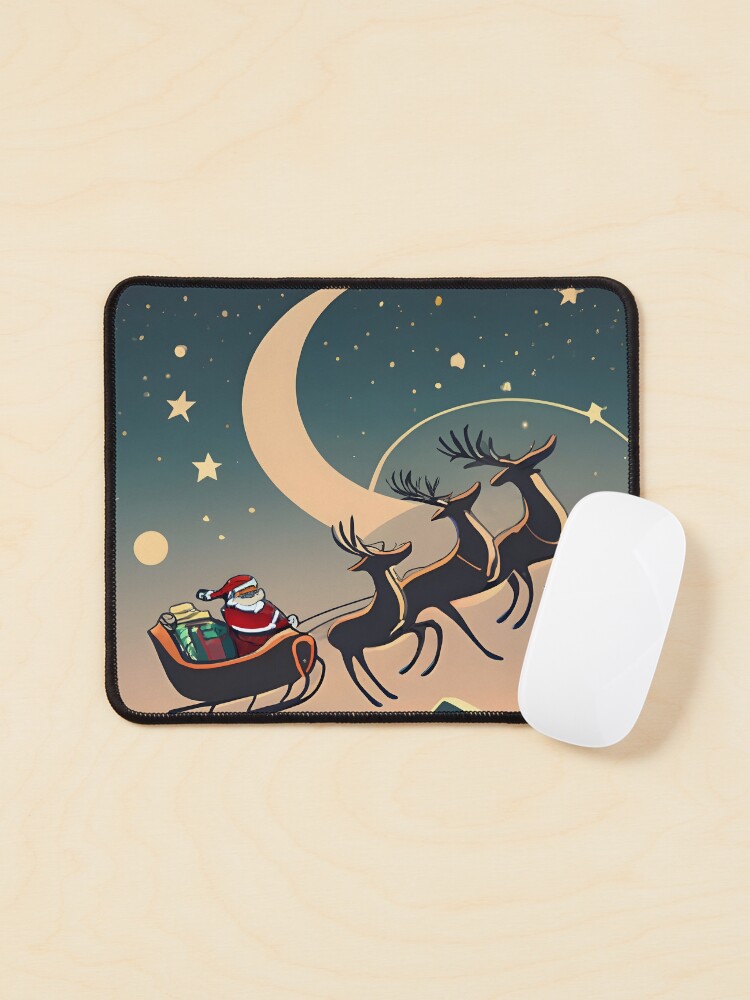 Thumbnail 1 of 5, Mouse Pad, Santa Claus in sleigh with reindeers Minimalistic Drawing designed and sold by Patricks-Art.