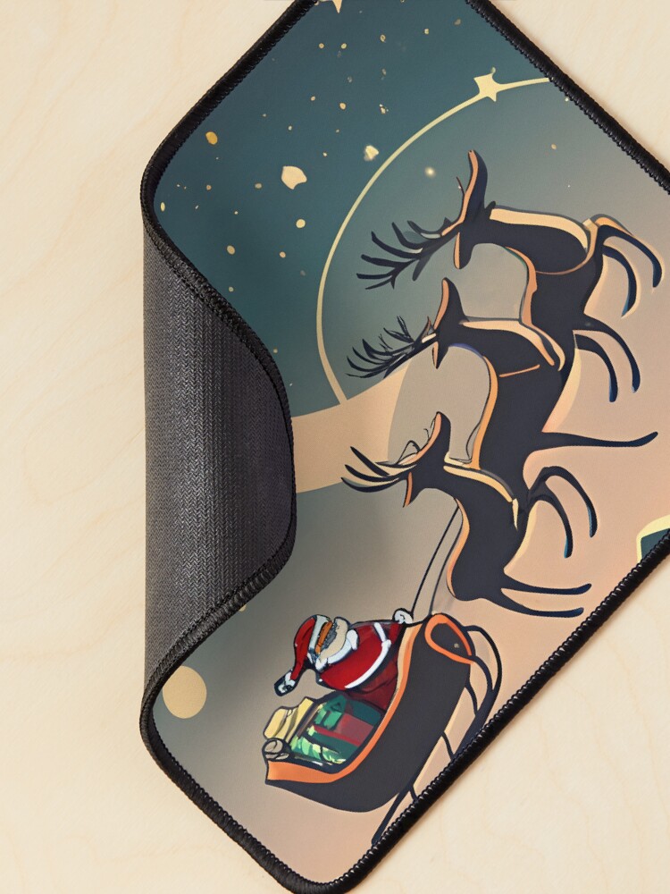 Thumbnail 2 of 5, Mouse Pad, Santa Claus in sleigh with reindeers Minimalistic Drawing designed and sold by Patricks-Art.