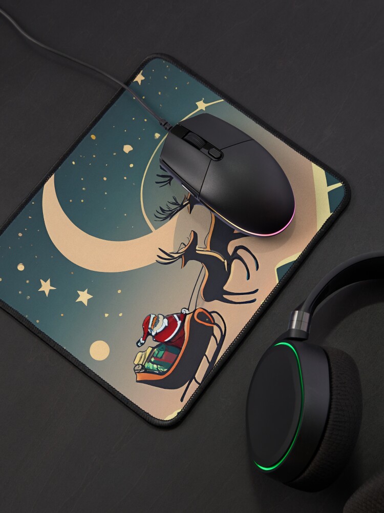 Thumbnail 4 of 5, Mouse Pad, Santa Claus in sleigh with reindeers Minimalistic Drawing designed and sold by Patricks-Art.