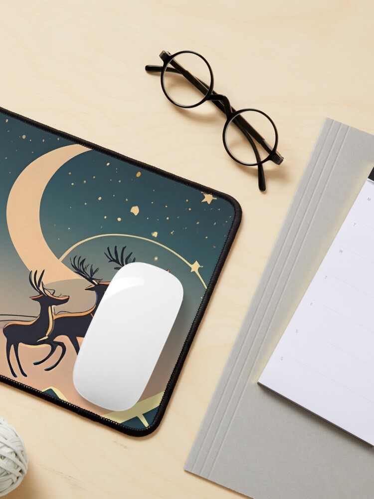 Thumbnail 3 of 5, Mouse Pad, Santa Claus in sleigh with reindeers Minimalistic Drawing designed and sold by Patricks-Art.