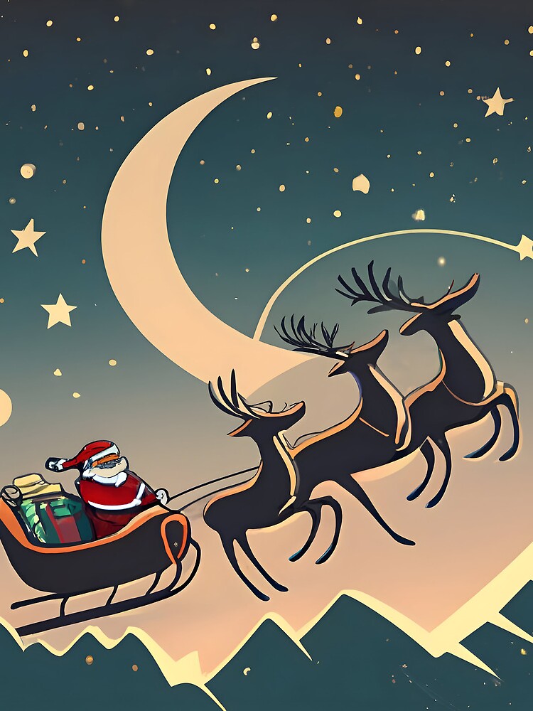 Thumbnail 3 of 3, Drawstring Bag, Santa Claus in sleigh with reindeers Minimalistic Drawing designed and sold by Patricks-Art.
