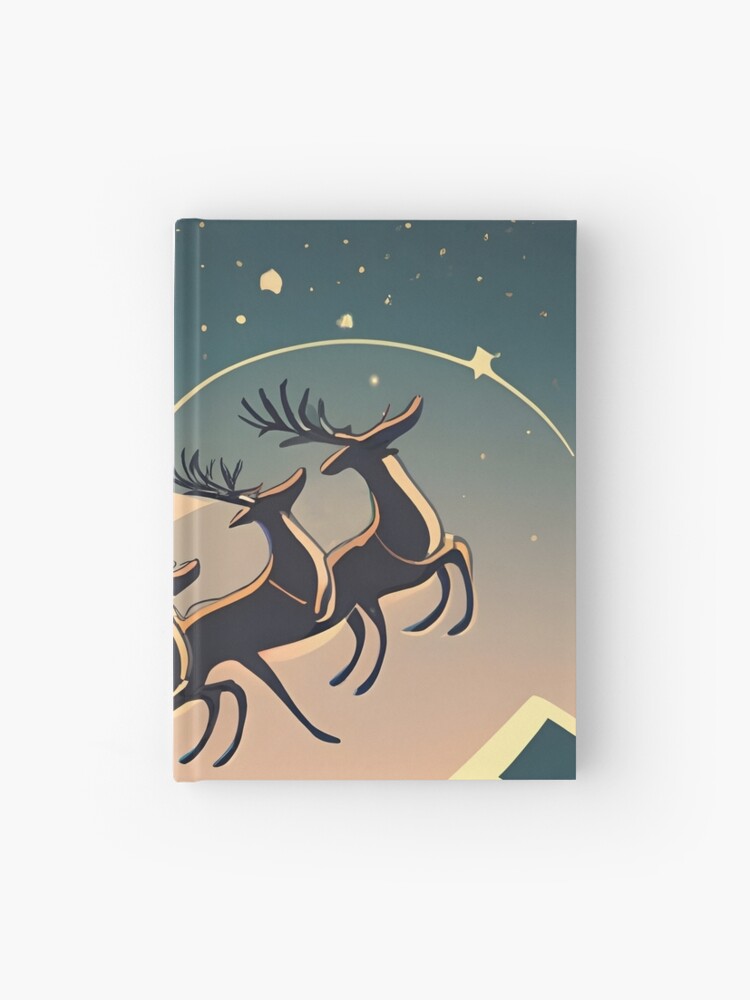 Thumbnail 1 of 3, Journal, Santa Claus in sleigh with reindeers Minimalistic Drawing designed and sold by Patricks-Art.