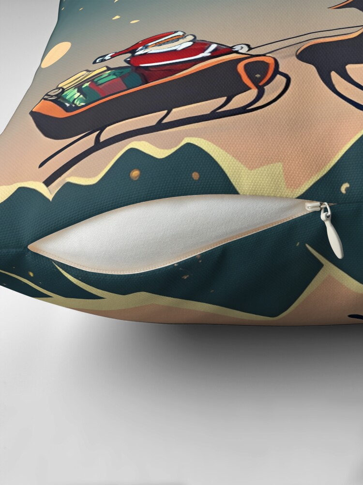 Thumbnail 2 of 4, Pillow, Santa Claus in sleigh with reindeers Minimalistic Drawing designed and sold by Patricks-Art.