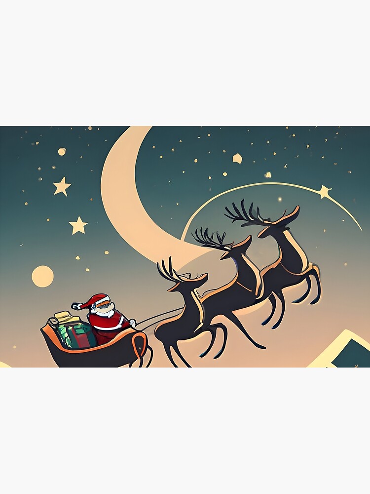 Thumbnail 4 of 4, Zipper Pouch, Santa Claus in sleigh with reindeers Minimalistic Drawing designed and sold by Patricks-Art.