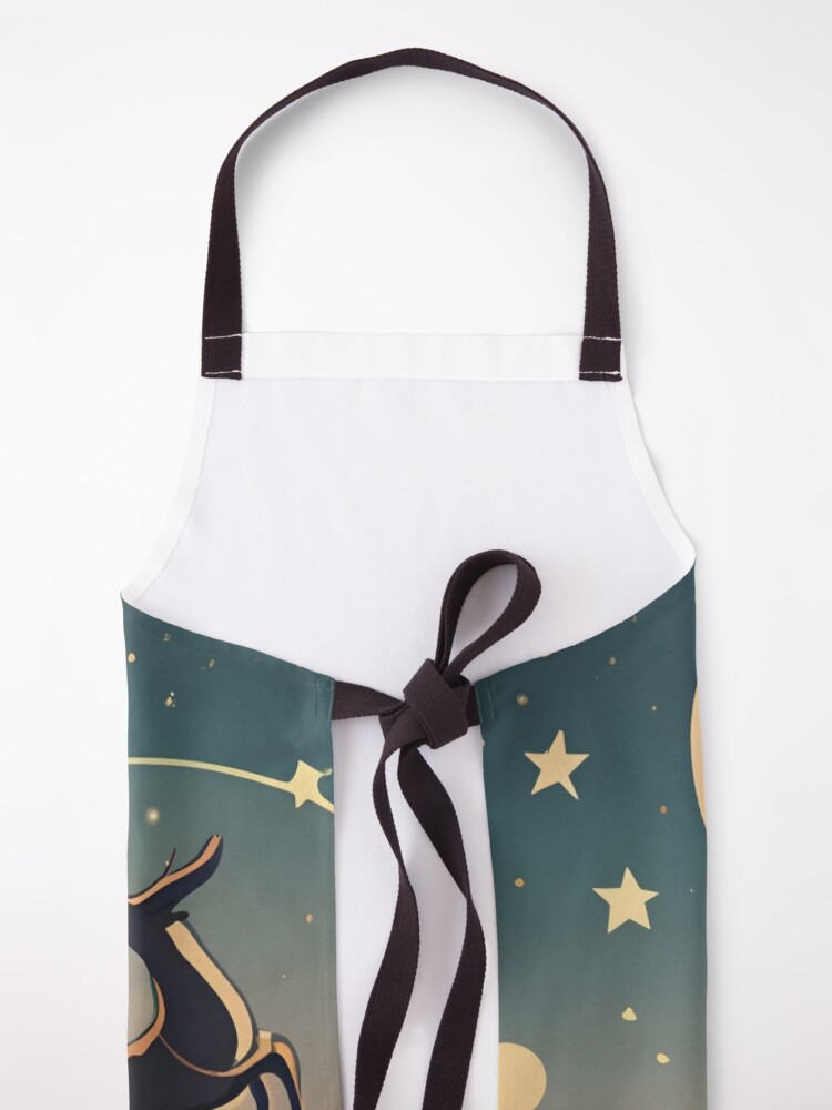 Thumbnail 5 of 6, Apron, Santa Claus in sleigh with reindeers Minimalistic Drawing designed and sold by Patricks-Art.