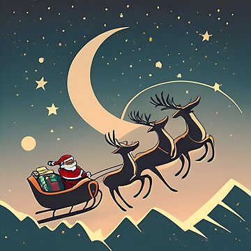 Artwork thumbnail, Santa Claus in sleigh with reindeers Minimalistic Drawing by Patricks-Art