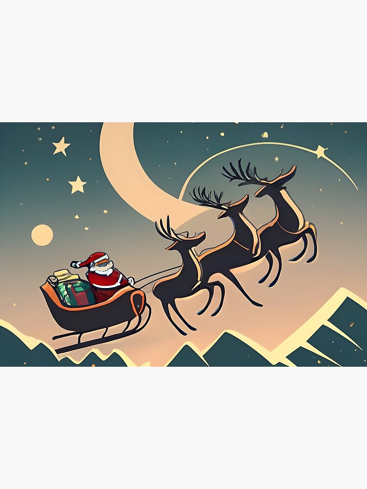 Thumbnail 6 of 6, Bath Mat, Santa Claus in sleigh with reindeers Minimalistic Drawing designed and sold by Patricks-Art.