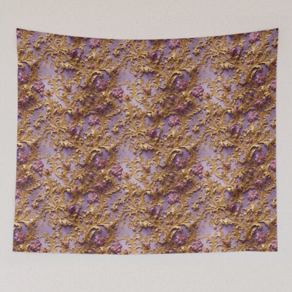 Item preview, High-quality floral pattern in baroque style - ideal for weddings - violet gold designed and sold by biiid.