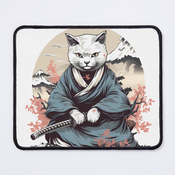 Item preview, White Cat Warrior with a Katana designed and sold by laika-et-al.