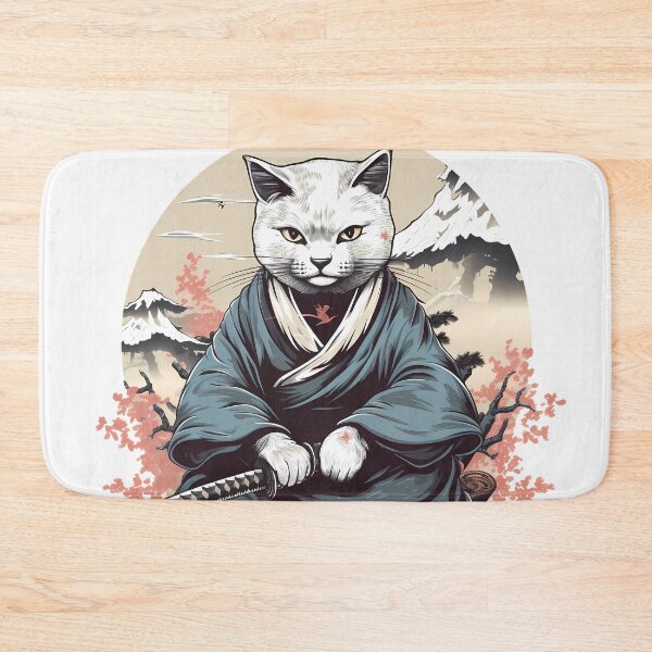 Item preview, White Cat Warrior with a Katana designed and sold by laika-et-al.