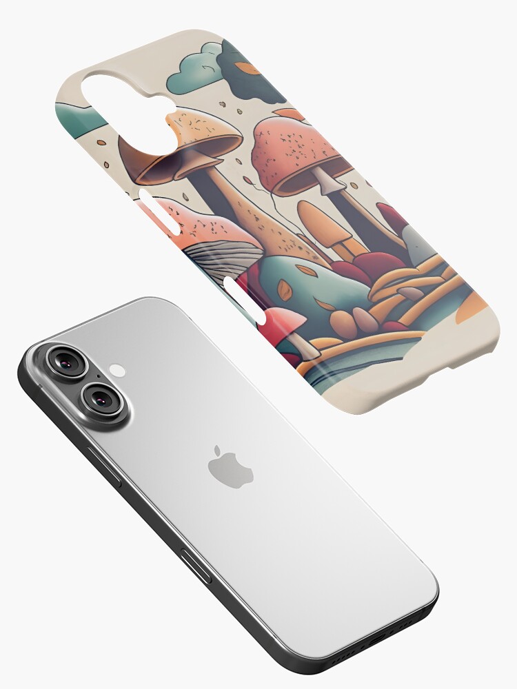 Thumbnail 2 of 4, iPhone Case, Autumn Landscape with Mushrooms Drawing designed and sold by Patricks-Art.