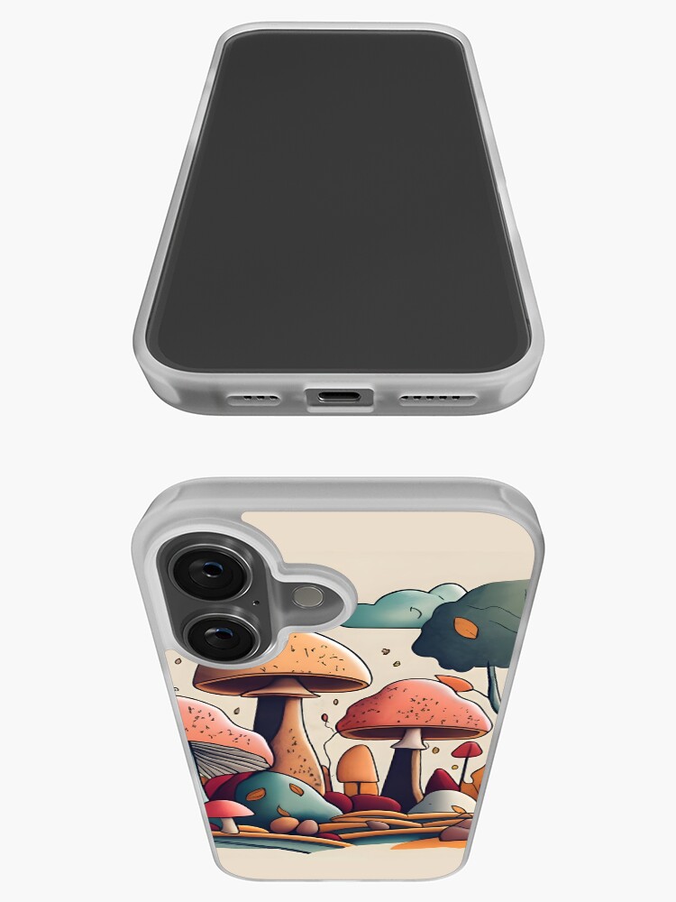 Thumbnail 3 of 5, iPhone Case, Autumn Landscape with Mushrooms Drawing designed and sold by Patricks-Art.