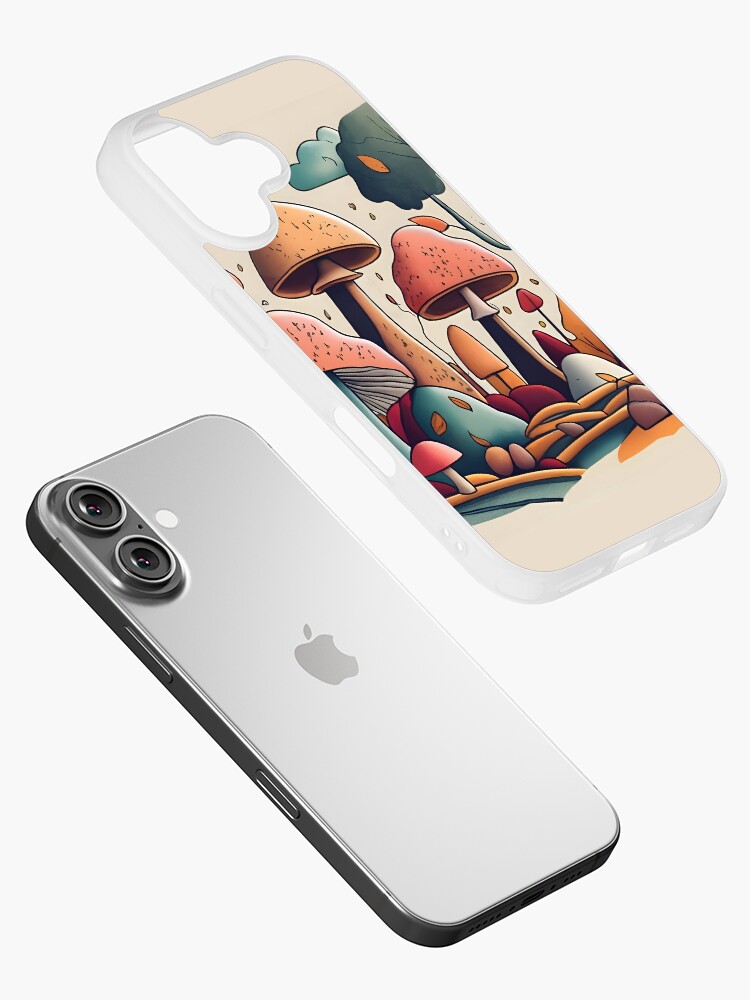 Thumbnail 2 of 5, iPhone Case, Autumn Landscape with Mushrooms Drawing designed and sold by Patricks-Art.