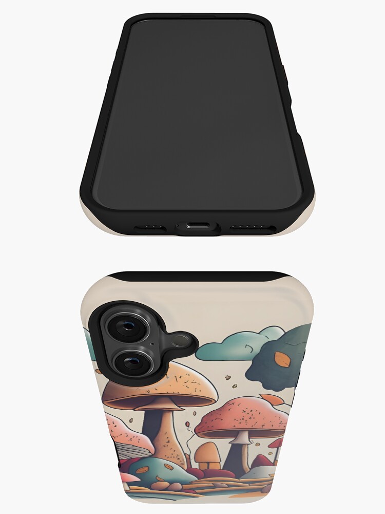 Thumbnail 3 of 4, iPhone Case, Autumn Landscape with Mushrooms Drawing designed and sold by Patricks-Art.
