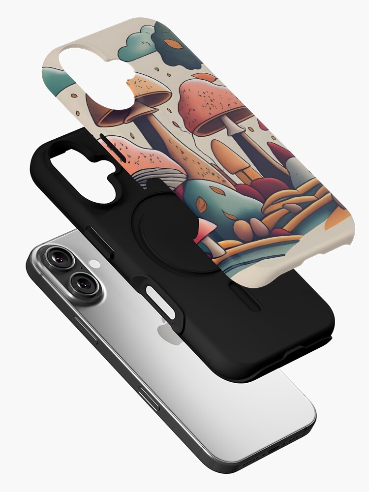 Thumbnail 2 of 4, iPhone Case, Autumn Landscape with Mushrooms Drawing designed and sold by Patricks-Art.
