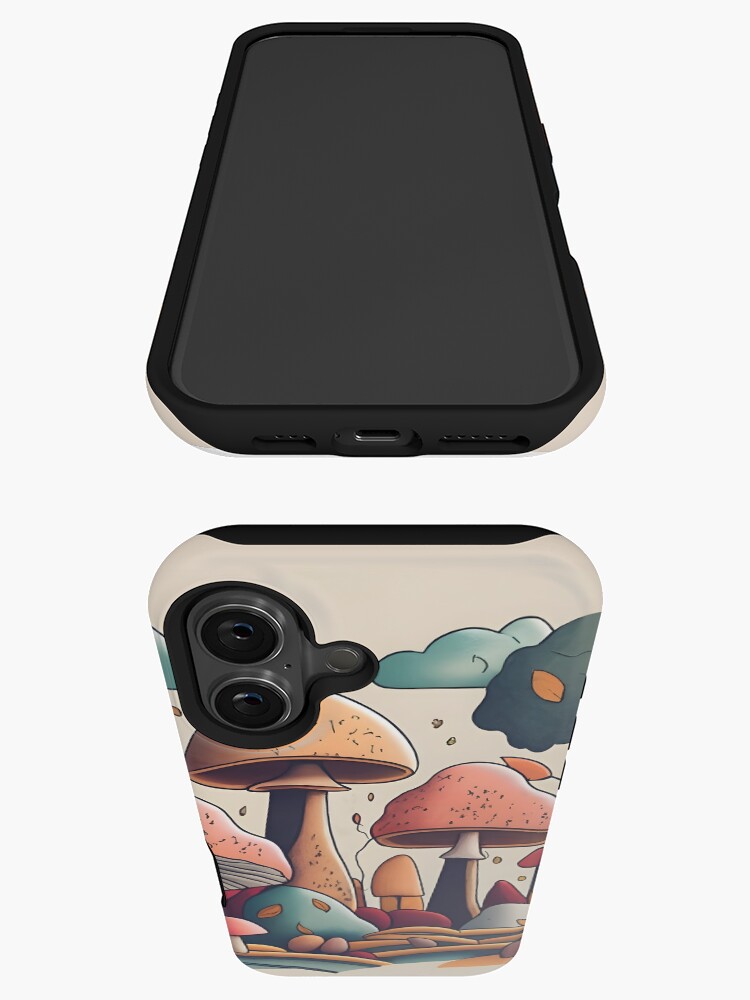 Thumbnail 3 of 4, iPhone Case, Autumn Landscape with Mushrooms Drawing designed and sold by Patricks-Art.