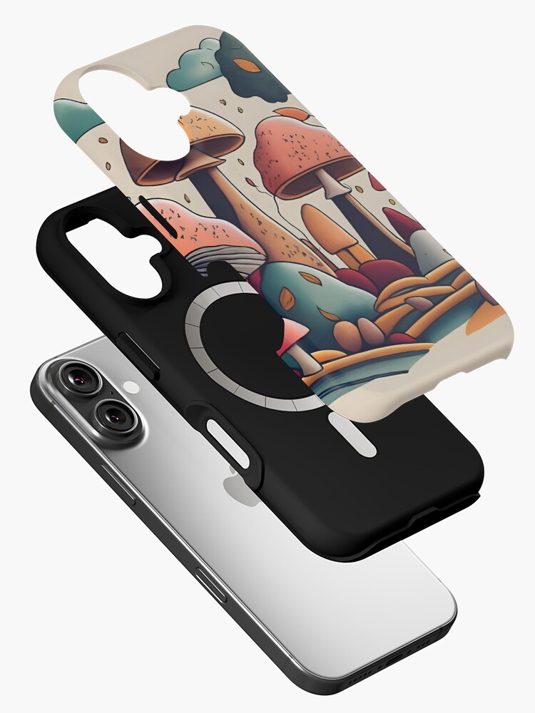 Thumbnail 2 of 4, iPhone Case, Autumn Landscape with Mushrooms Drawing designed and sold by Patricks-Art.
