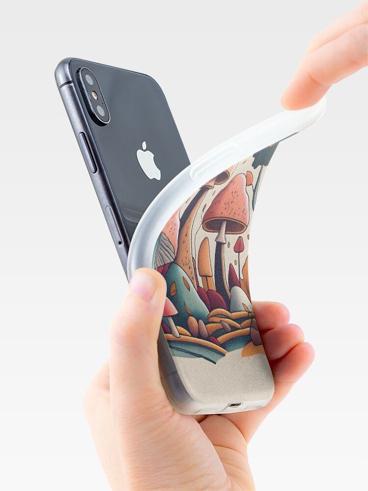 Thumbnail 4 of 5, iPhone Case, Autumn Landscape with Mushrooms Drawing designed and sold by Patricks-Art.