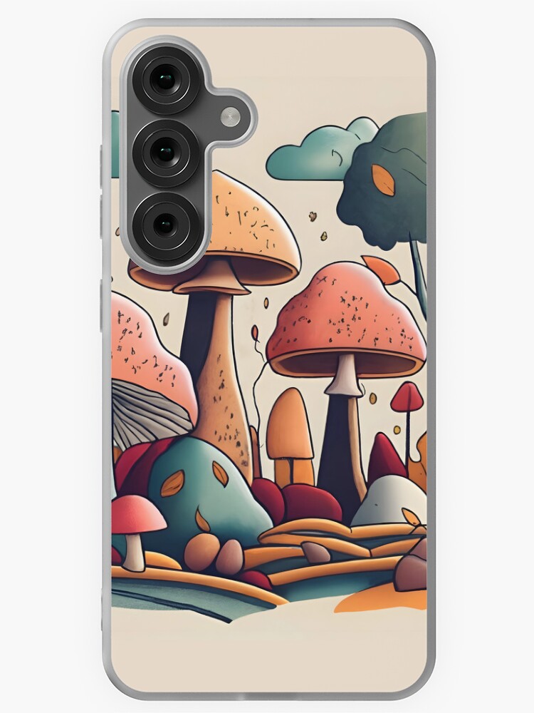 Thumbnail 1 of 4, Samsung Galaxy Phone Case, Autumn Landscape with Mushrooms Drawing designed and sold by Patricks-Art.