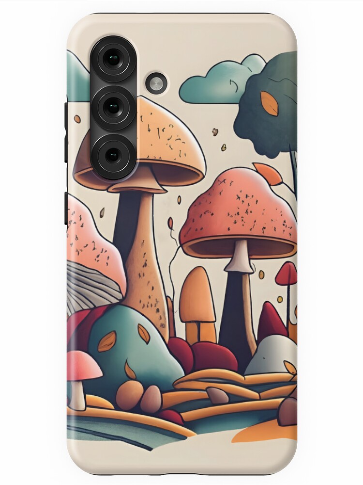 Thumbnail 1 of 4, Samsung Galaxy Phone Case, Autumn Landscape with Mushrooms Drawing designed and sold by Patricks-Art.