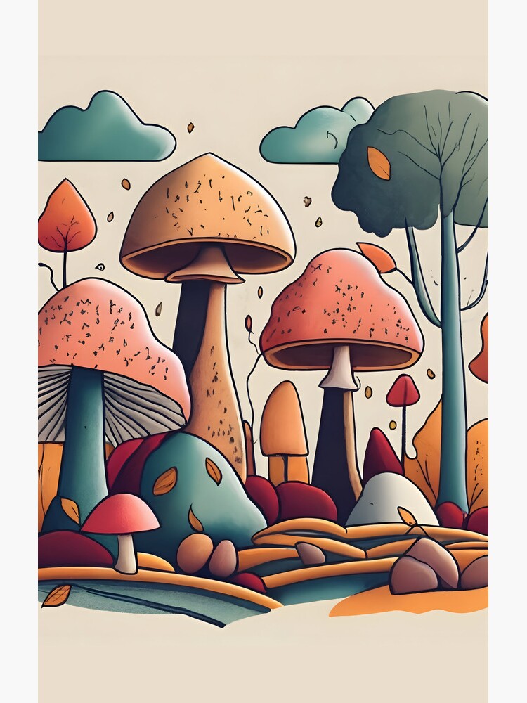 Thumbnail 4 of 4, Samsung Galaxy Phone Case, Autumn Landscape with Mushrooms Drawing designed and sold by Patricks-Art.