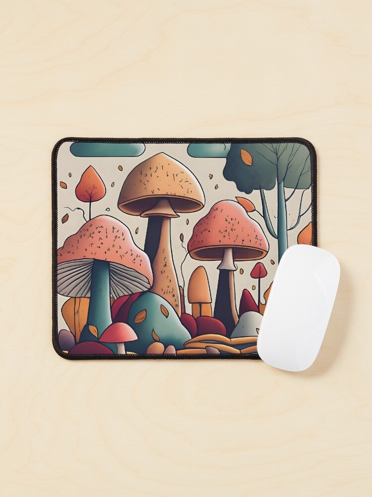 Thumbnail 1 of 5, Mouse Pad, Autumn Landscape with Mushrooms Drawing designed and sold by Patricks-Art.