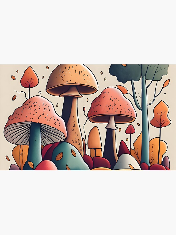Thumbnail 6 of 6, Coffee Mug, Autumn Landscape with Mushrooms Drawing designed and sold by Patricks-Art.