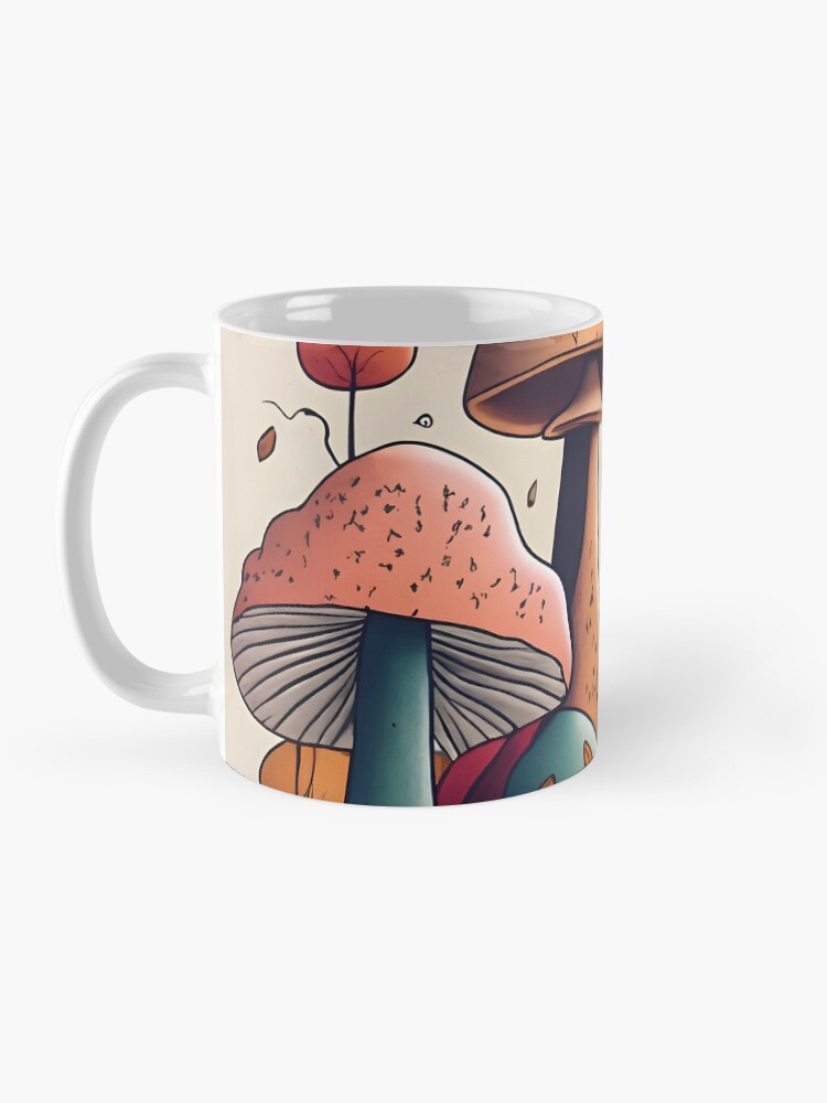 Thumbnail 3 of 6, Coffee Mug, Autumn Landscape with Mushrooms Drawing designed and sold by Patricks-Art.