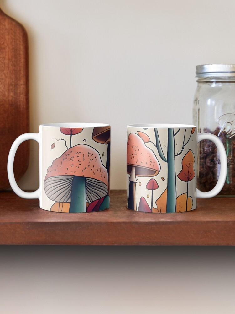Thumbnail 2 of 6, Coffee Mug, Autumn Landscape with Mushrooms Drawing designed and sold by Patricks-Art.