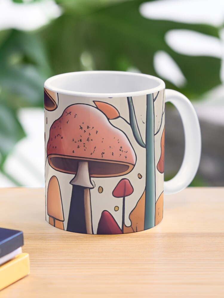 Thumbnail 1 of 6, Coffee Mug, Autumn Landscape with Mushrooms Drawing designed and sold by Patricks-Art.