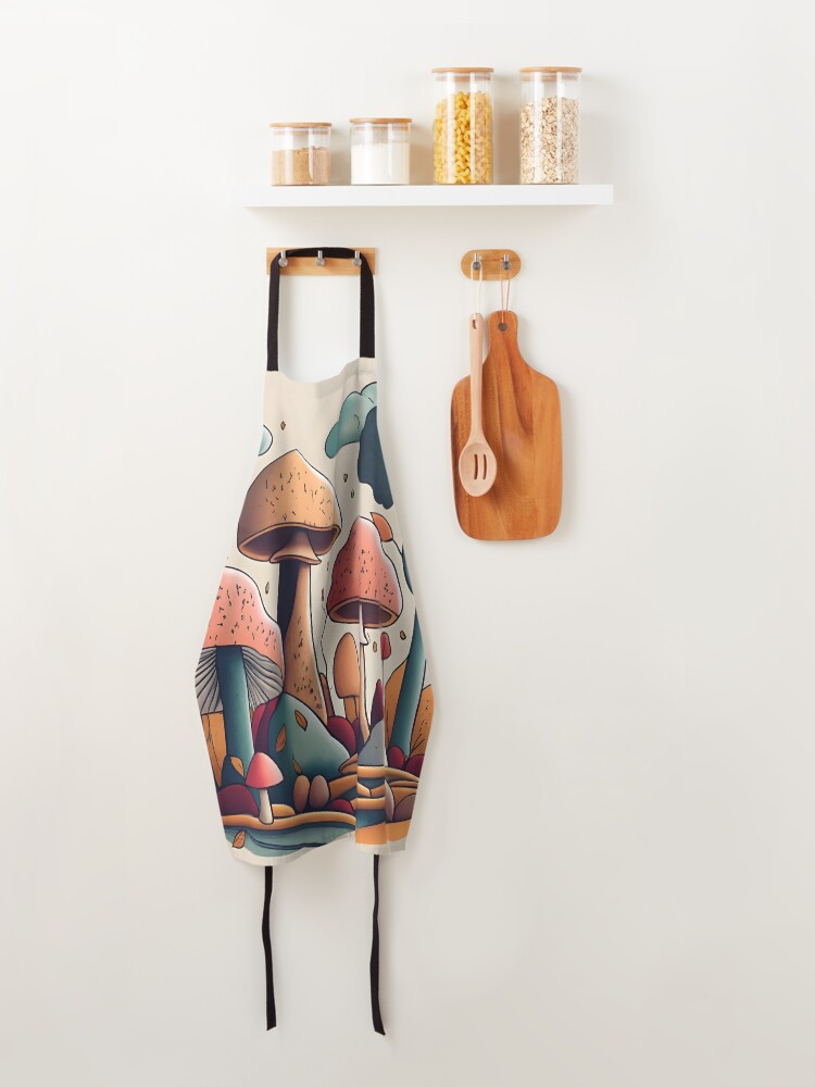 Thumbnail 4 of 6, Apron, Autumn Landscape with Mushrooms Drawing designed and sold by Patricks-Art.