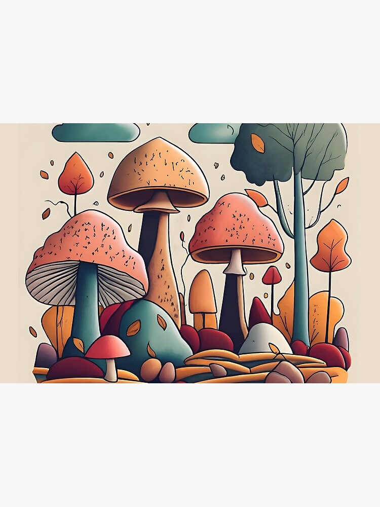 Thumbnail 2 of 2, Jigsaw Puzzle, Autumn Landscape with Mushrooms Drawing designed and sold by Patricks-Art.