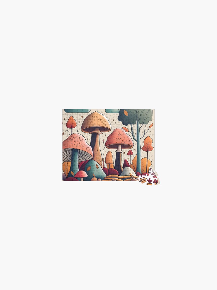 Thumbnail 1 of 2, Jigsaw Puzzle, Autumn Landscape with Mushrooms Drawing designed and sold by Patricks-Art.