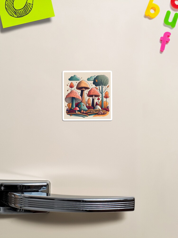 Thumbnail 1 of 3, Magnet, Autumn Landscape with Mushrooms Drawing designed and sold by Patricks-Art.