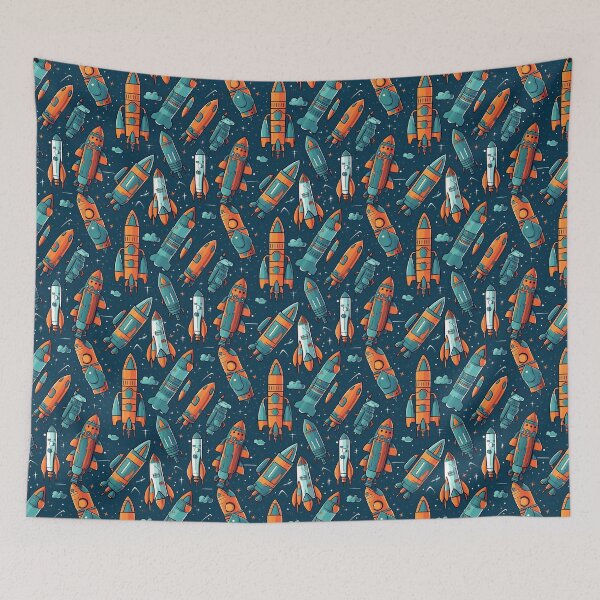 Item preview, Rockets and satellites seamless pattern designed and sold by MiraCleAI.