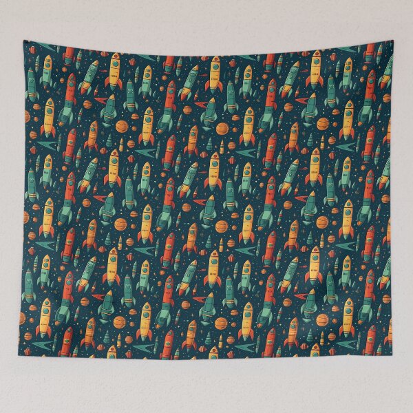 Item preview, Rockets and satellites seamless pattern designed and sold by MiraCleAI.