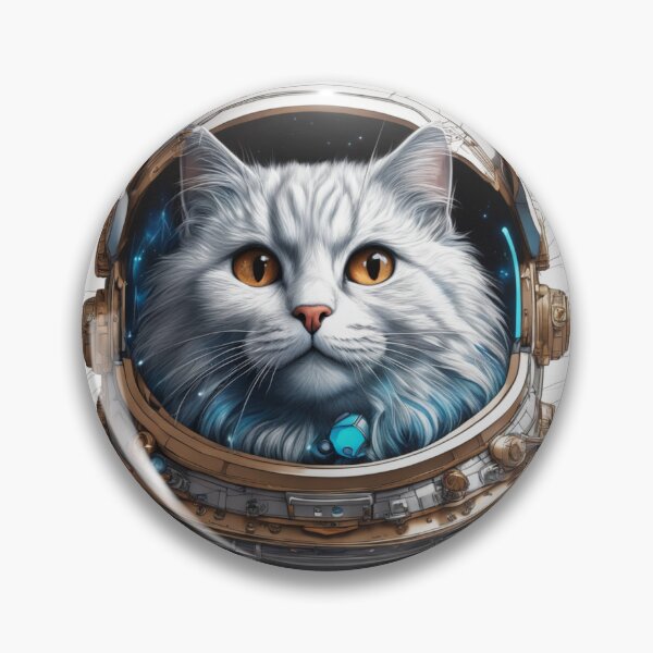 Artikelvorschau, Weiße Weltraumkatze mit braunen Augen und Vollmond. Stellare Katze. entworfen und verkauft von By-Jeff.