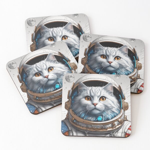 Item preview, white space cat with brown eyes with the full moon. Stellar cat. designed and sold by By-Jeff.