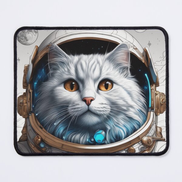 Item preview, white space cat with brown eyes with the full moon. Stellar cat. designed and sold by By-Jeff.