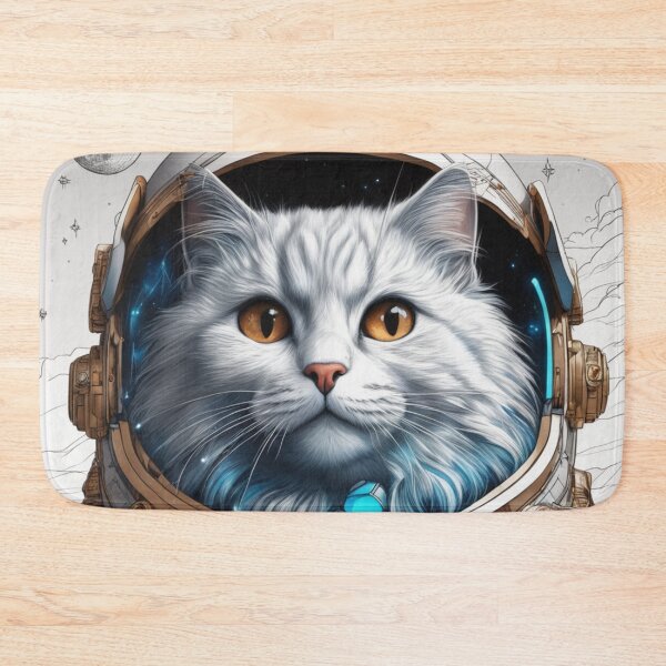 Item preview, white space cat with brown eyes with the full moon. Stellar cat. designed and sold by By-Jeff.