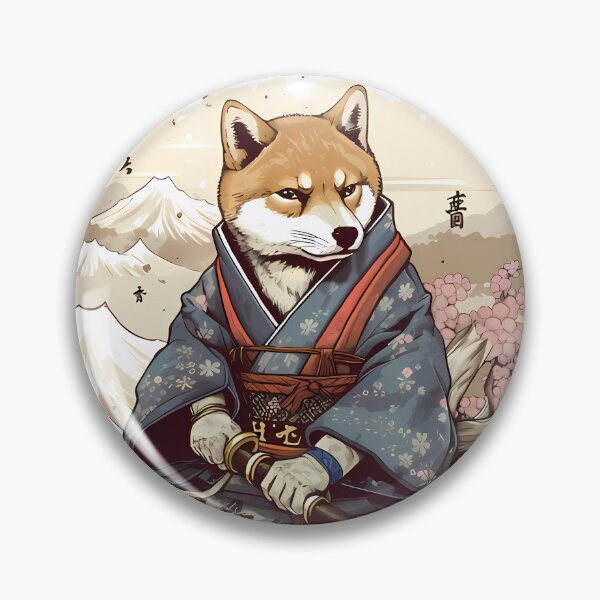 Item preview, Red Sesame Shiba Inu Dog Samurai with Short Wakizashi Sword designed and sold by laika-et-al.