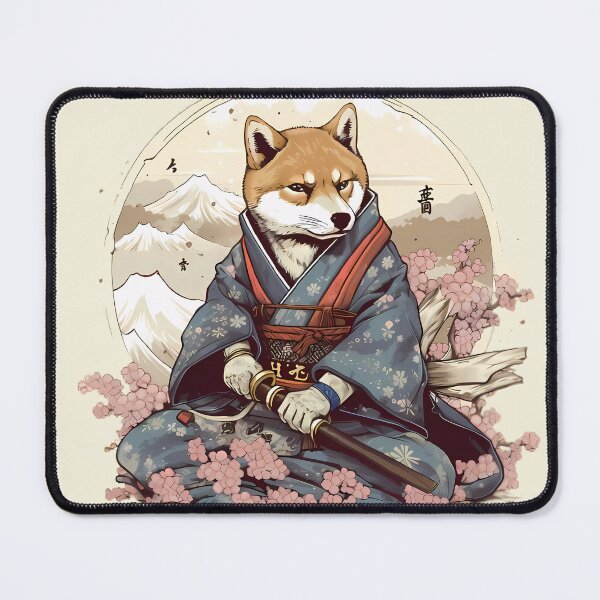 Item preview, Red Sesame Shiba Inu Dog Samurai with Short Wakizashi Sword designed and sold by laika-et-al.