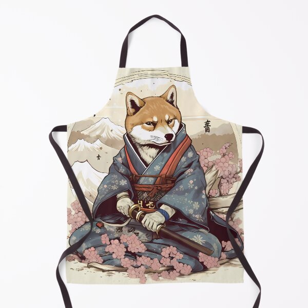 Item preview, Red Sesame Shiba Inu Dog Samurai with Short Wakizashi Sword designed and sold by laika-et-al.