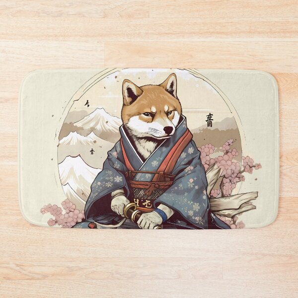 Item preview, Red Sesame Shiba Inu Dog Samurai with Short Wakizashi Sword designed and sold by laika-et-al.