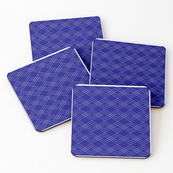 Item preview, Sashiko geometric lines pattern on a blue background designed and sold by flashcompact.