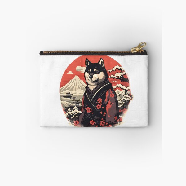 Item preview, Black Shiba Inu Dog Samurai in Floral Hakama designed and sold by laika-et-al.