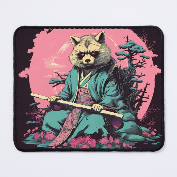 Item preview, Raccoon Dog Tanuki Ninja with Hanbō designed and sold by laika-et-al.