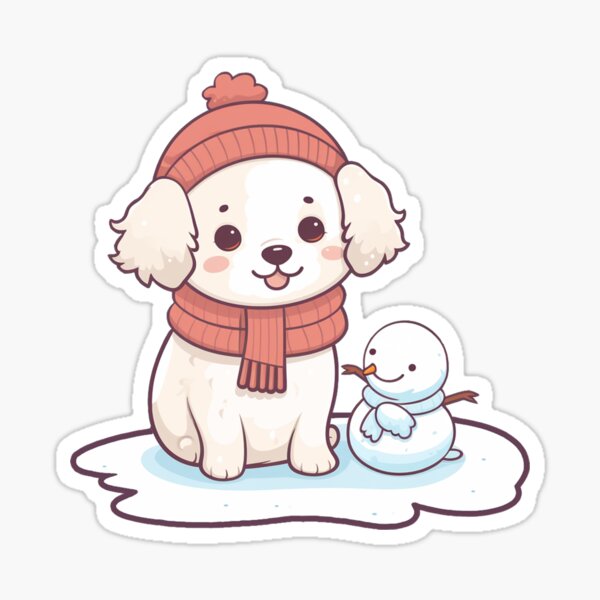 Chibi Puppy in Snowy Wonderland Sticker