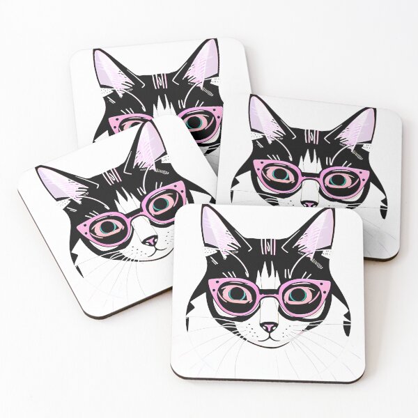 Item preview, Artist Linda Lee; Cat With Pink Glasses-Coco designed and sold by TheAbayArt.