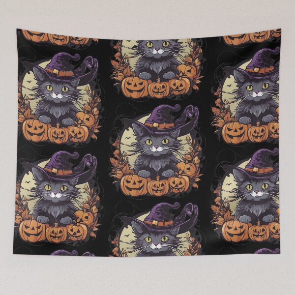 Item preview, Purrfectly Spooky Feline Frolic in Pumpkin Patch designed and sold by LuizSilva1983.